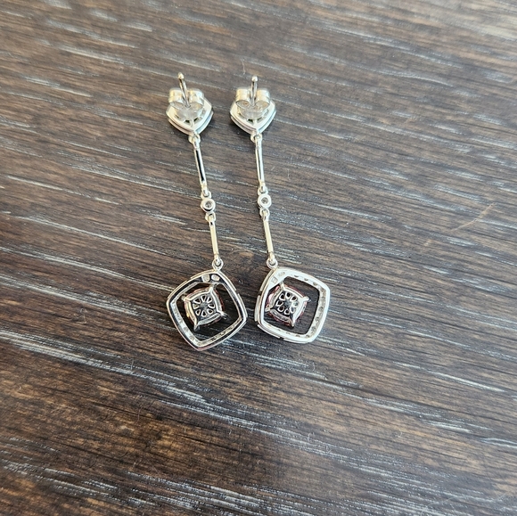 14K White Gold Amethyst, Peridot and Diamond Earrings - Picture 7 of 8